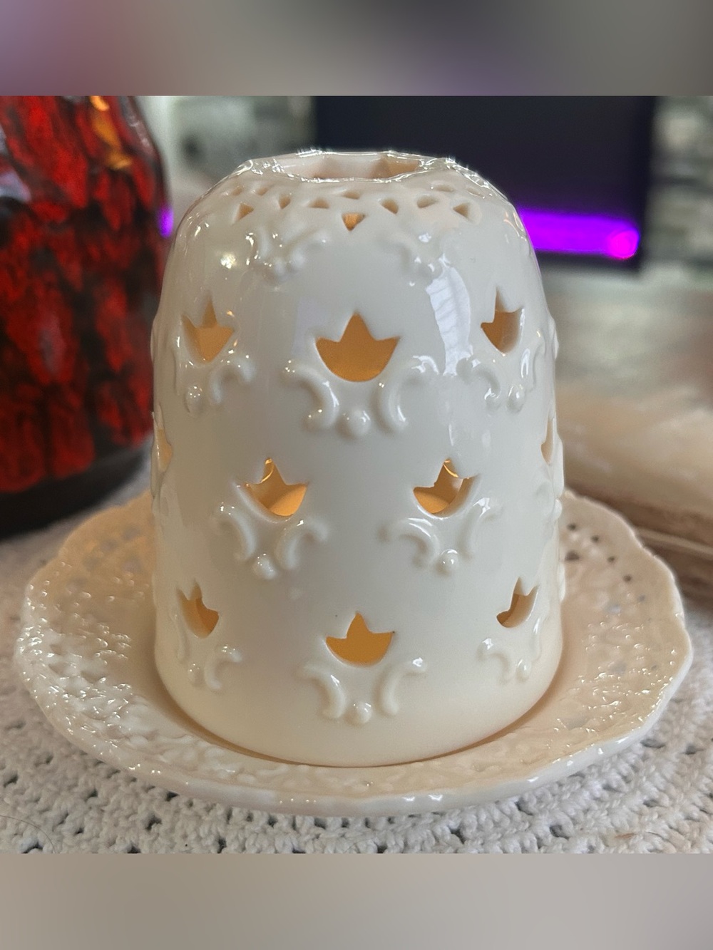 Vintage Fairy Lamp | Porcelain Tealight Candle Holder |